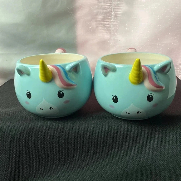 SET OF 2 WHIMSICAL UNICORN COFFEE/ TEA CUPS MEASURES APPROX 7”x 3”CLEAN … - Picture 2 of 9